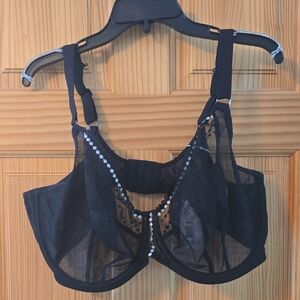 Elomi Black Sheer Bra with White Accents
